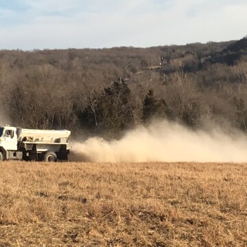 Liming a field | Clover Meadows Beef